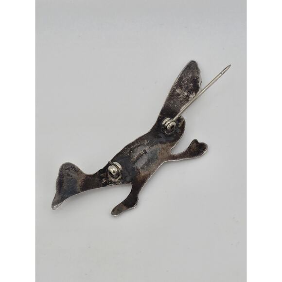 Vintage Stamped Sterling Silver & Turquoise Roadrunner Pin Brooch Southwestern - Picture 8 of 12